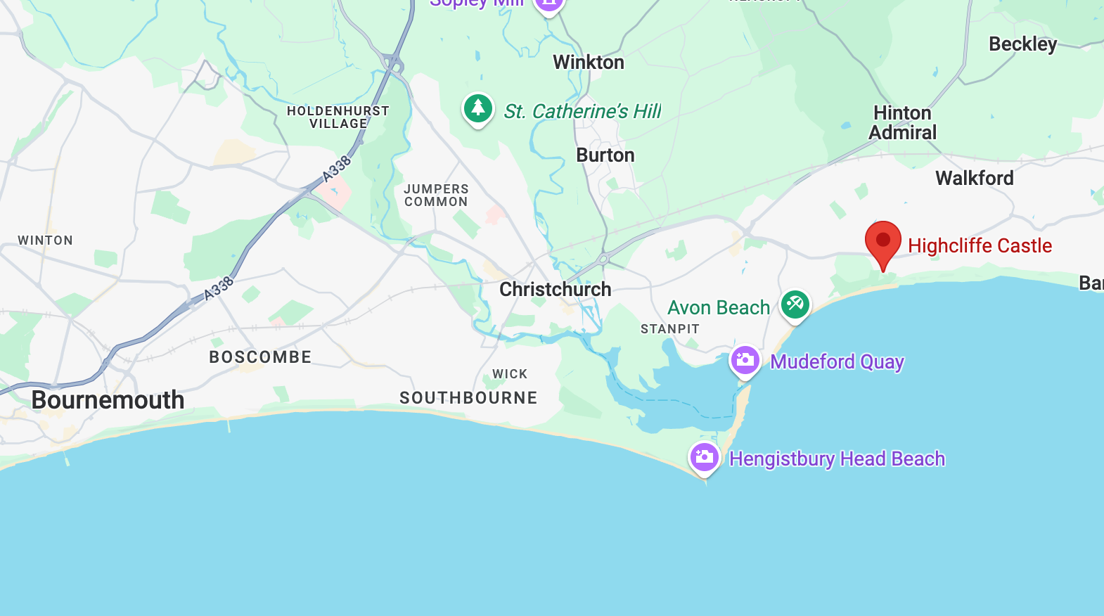 Map to Highcliffe Castle